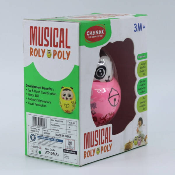 Musical Roly Poly Toy, Non-Toxic, BPA Free Plastic Toy, Suitable for Kids above 3 Months, BIS Approved (Yellow) - Image 5