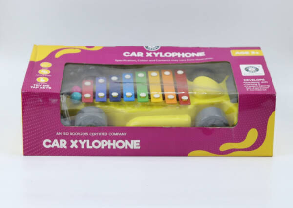 2 in 1 Multicolor Musical Car cum Xylophone Toy with 8 Metal Nodes and 2 Mallets | BIS approved - Image 2