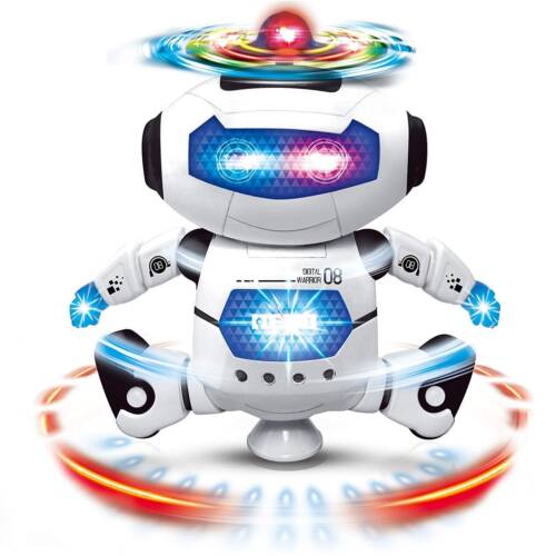 Dancing Robot with 3D Lights and Music, Non Toxic Plastic – White, Science Fiction for kids above 3 years age – Boys and Girls