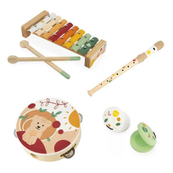 Janod Musical Set of 5 Wooden Instruments - Sunshine
